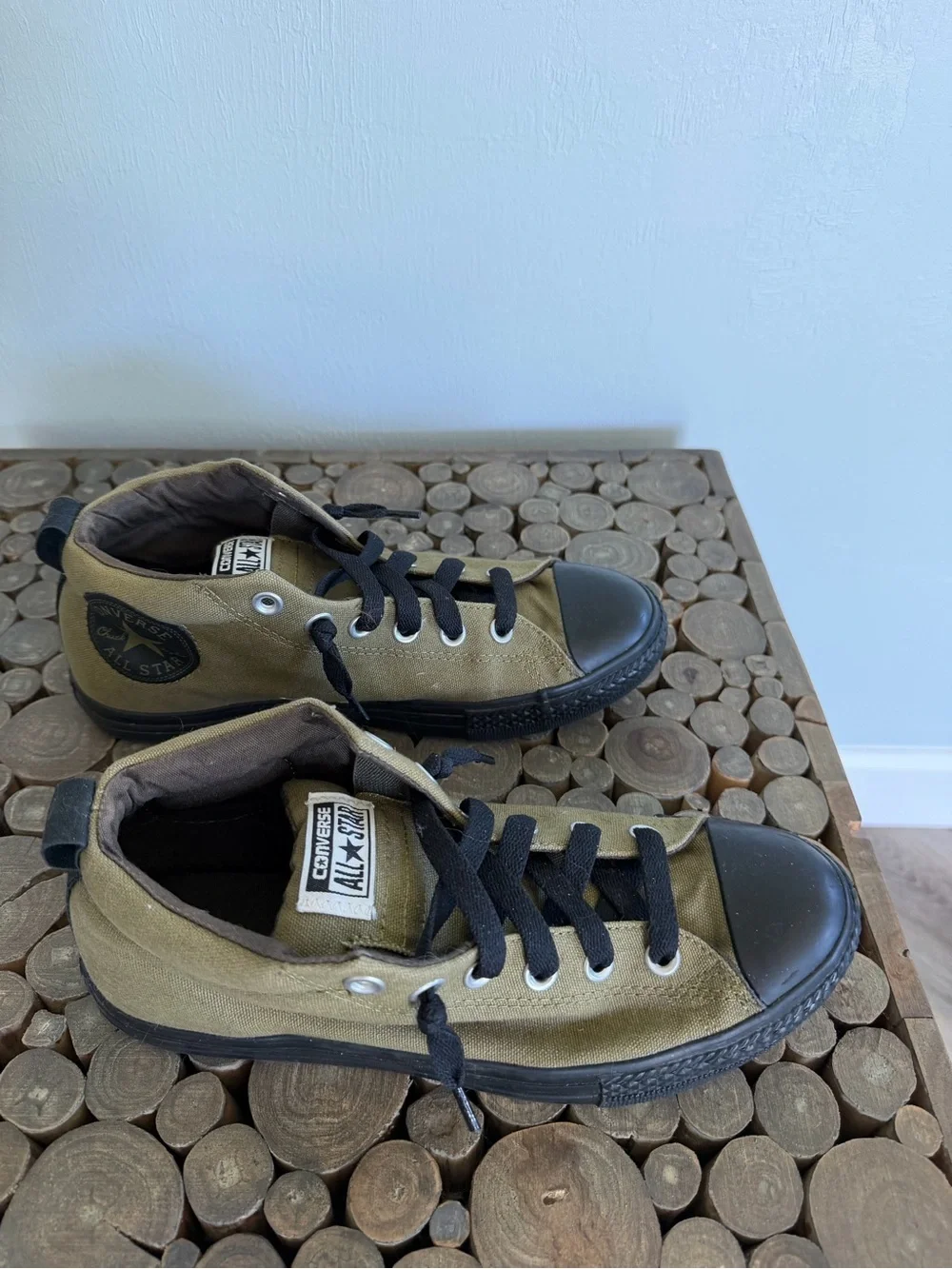 Converse Olive Green Sneakers with Black Accents